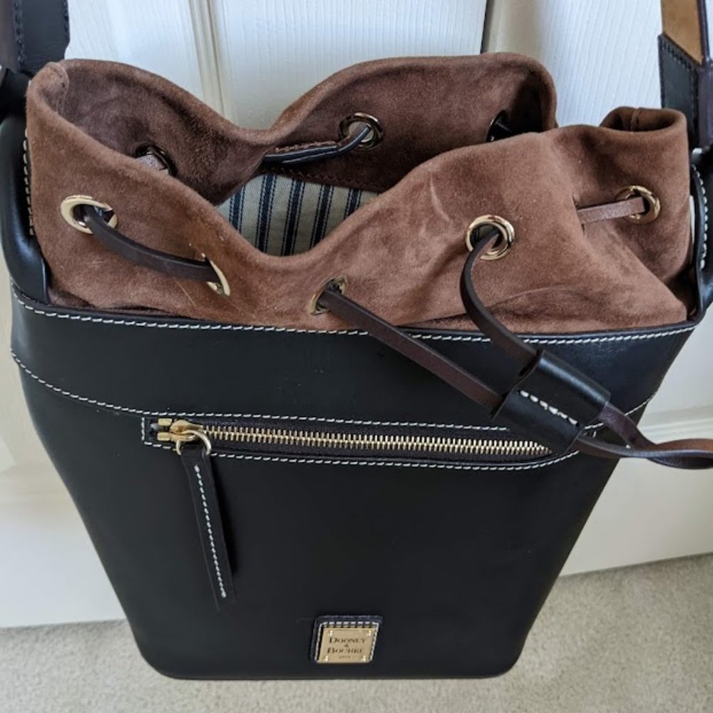 Dooney & Bourke Black and Brown Beacon Drawstring  (EUC)